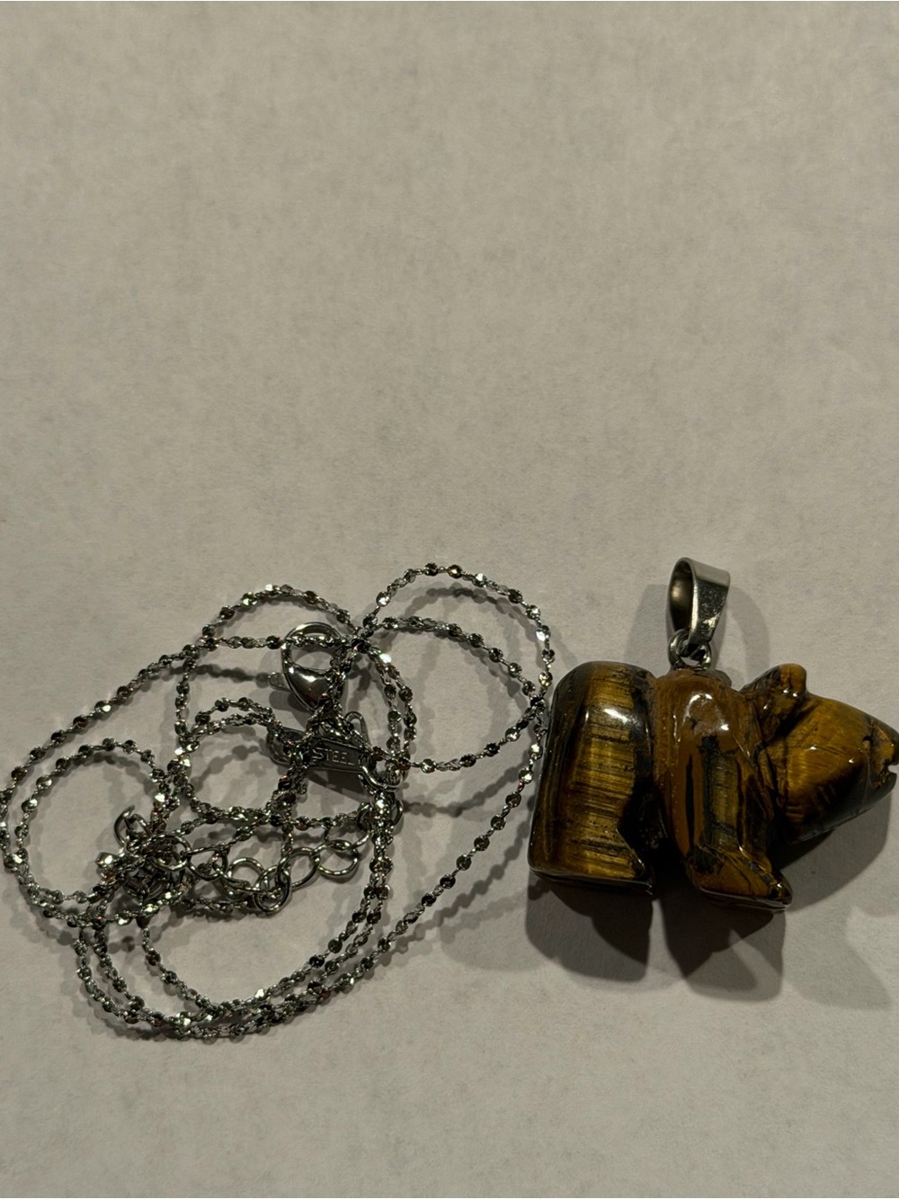 Tiger's Eye Bear Pendant Necklace